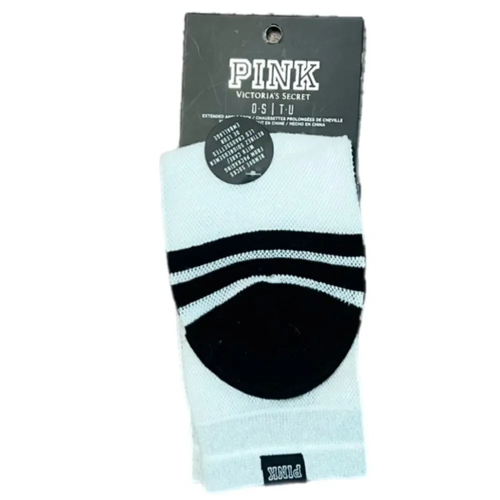 Victorias Secret PINK Extended Ankle Sock One Size Metallic white gray & black